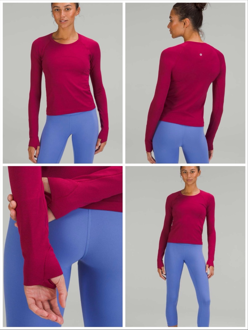 Size 4 Swiftly  Tech Long-Sleeve Shirt 2.0 Race Length - color pomegranate